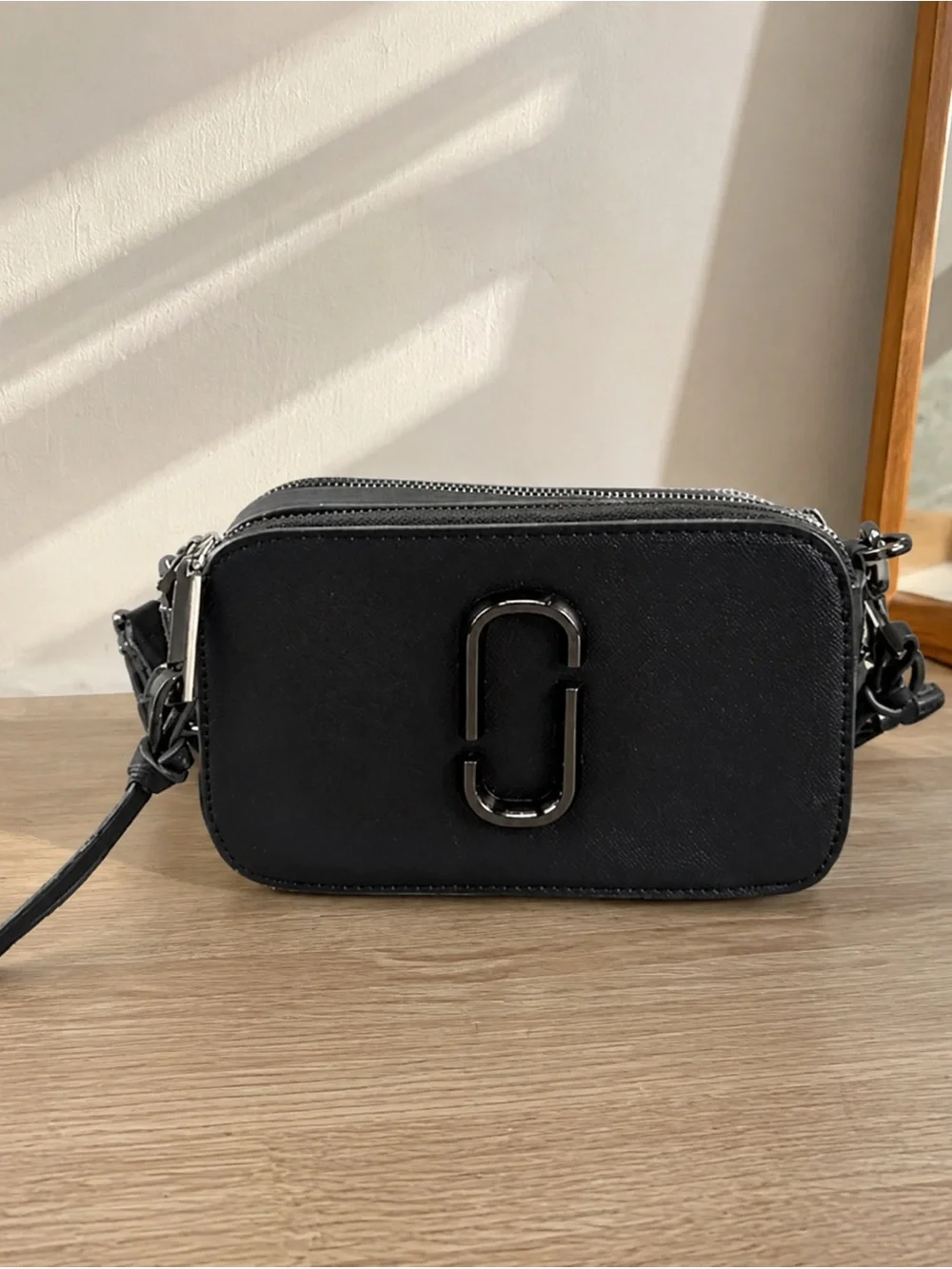 Marc Jacobs Black Camera Crossbody with Gunmetal Logo